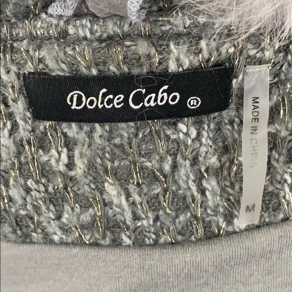 Dolce Cabo Sweater Grey with Fur Sz M - Picture 8 of 10